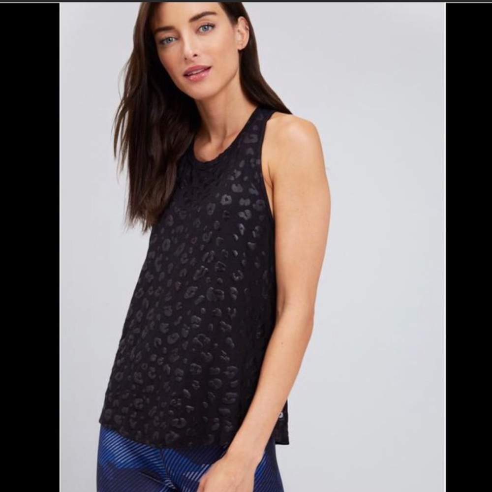 Terez Black Cheetah Foil Racerback Tank